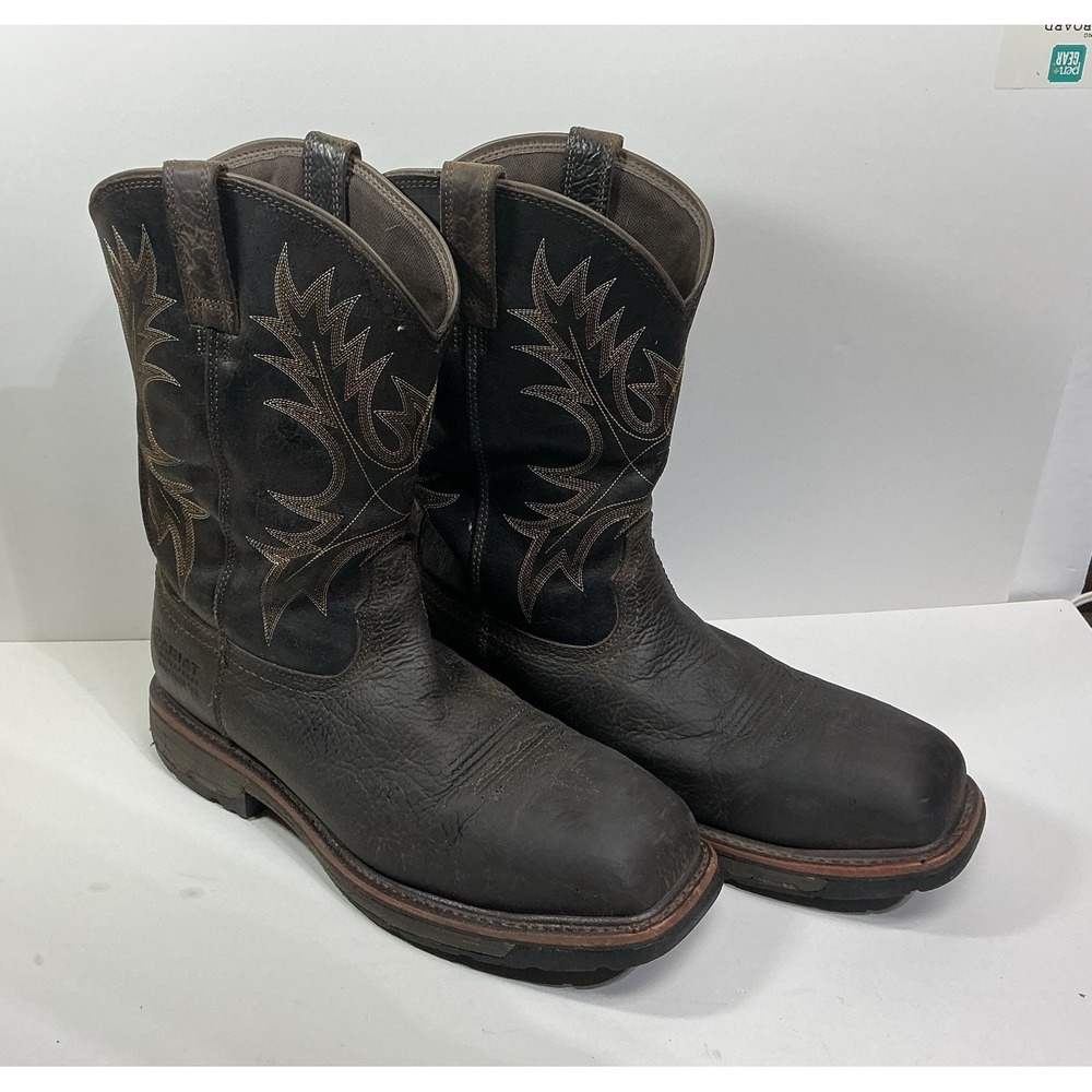 Ariat Workhog Waterproof Composite Toe Western Work Boot Mens 13D Brown Leather